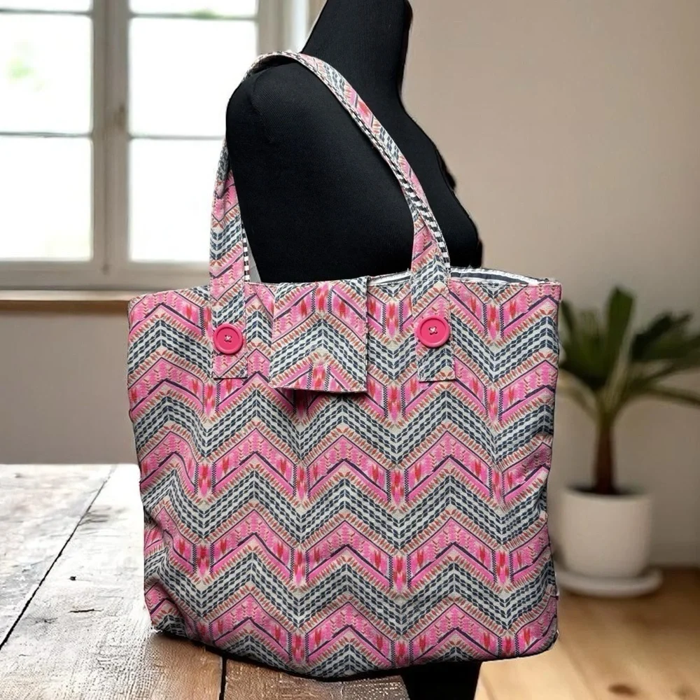 Reversible Large Beach Shopping Tote Shoulder Bag Nautical Boat Market Cotton